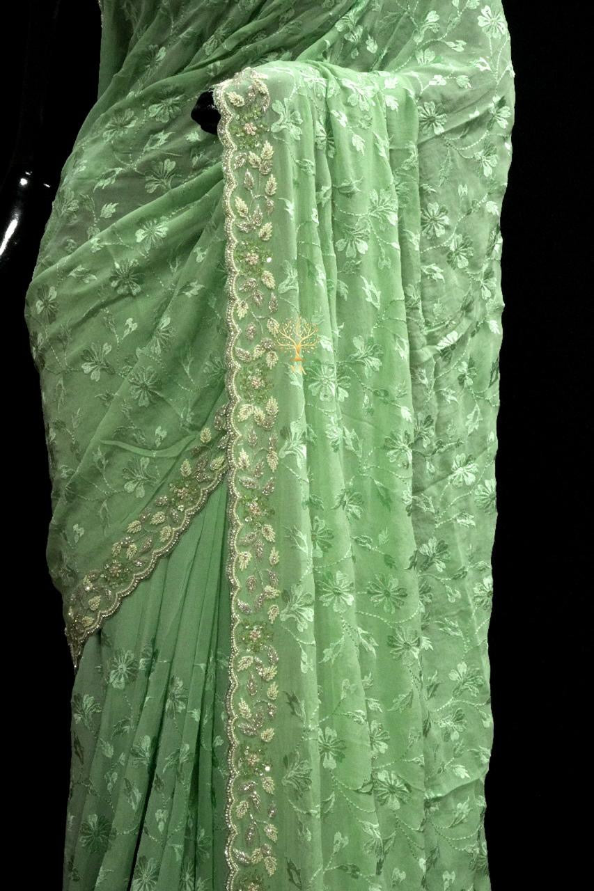 Beautiful georgette Chikankari saree