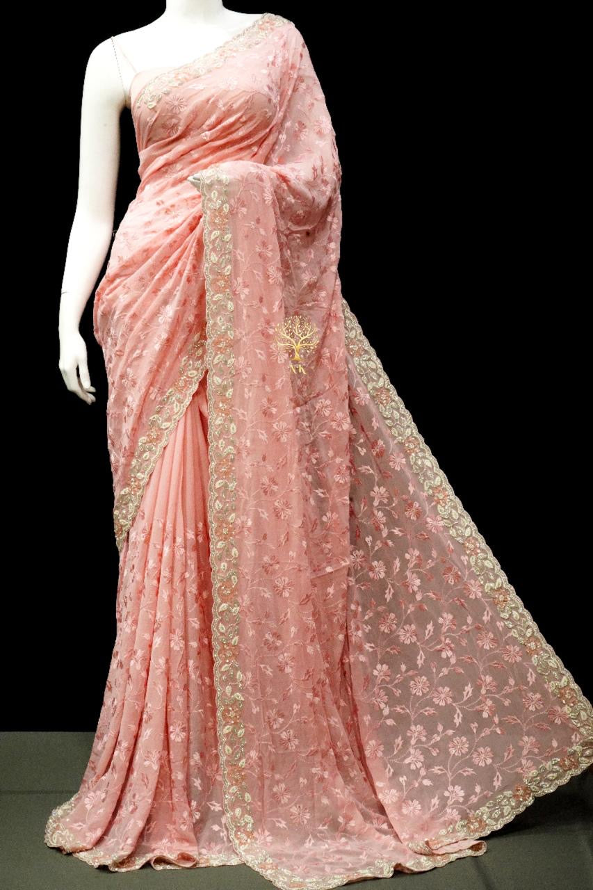 Beautiful georgette Chikankari saree