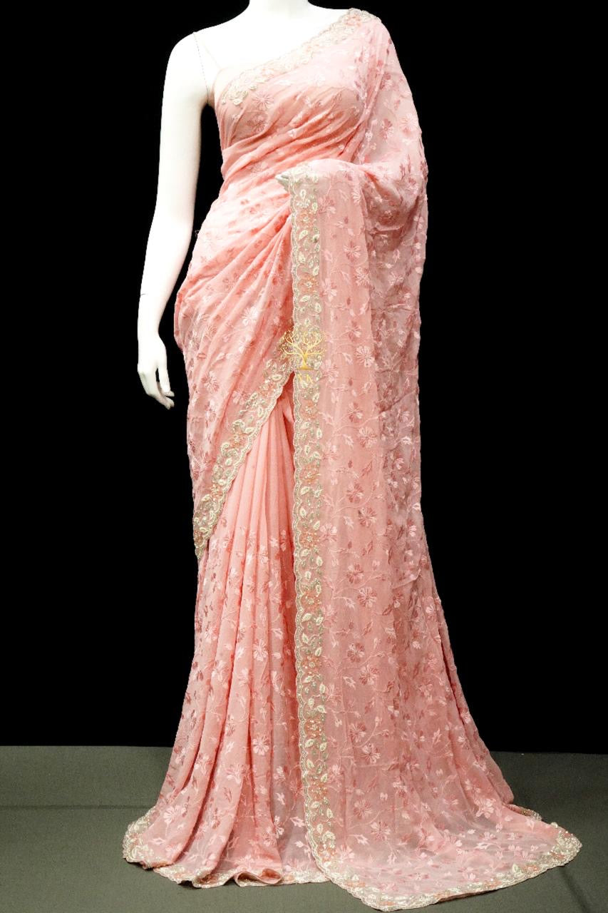 Beautiful georgette Chikankari saree