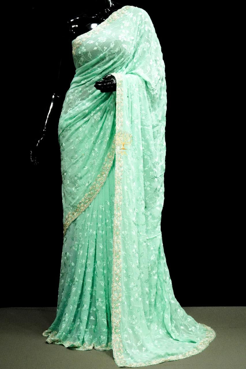 Beautiful georgette Chikankari saree