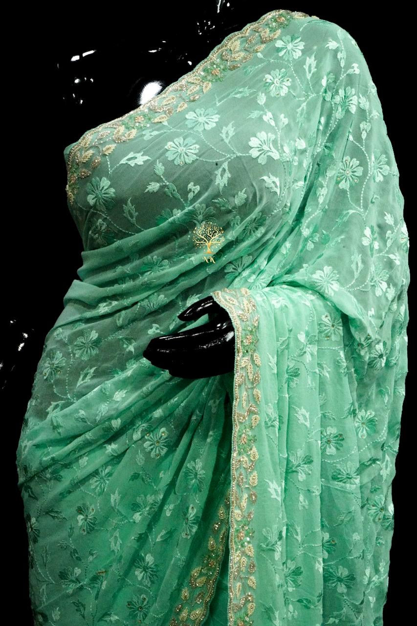 Beautiful georgette Chikankari saree