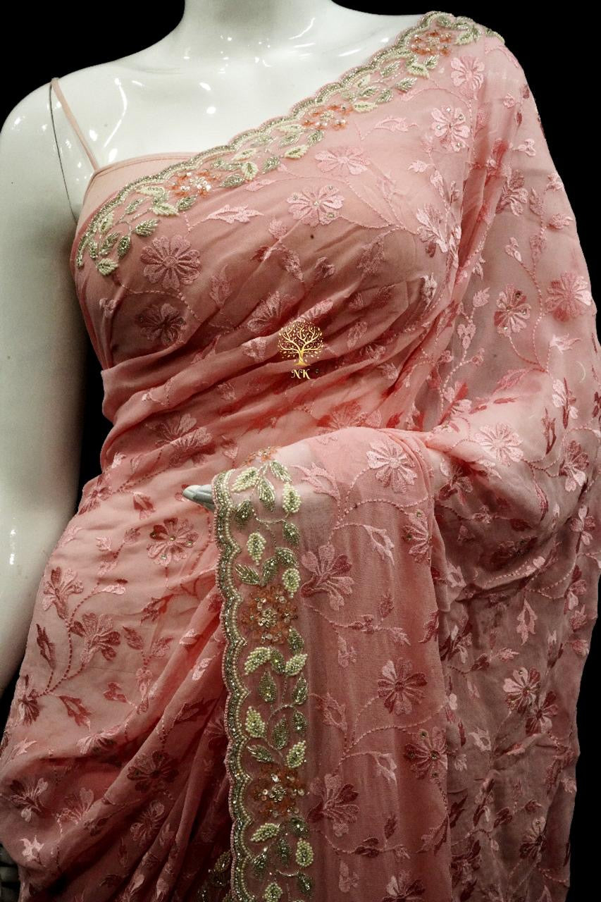 Beautiful georgette Chikankari saree