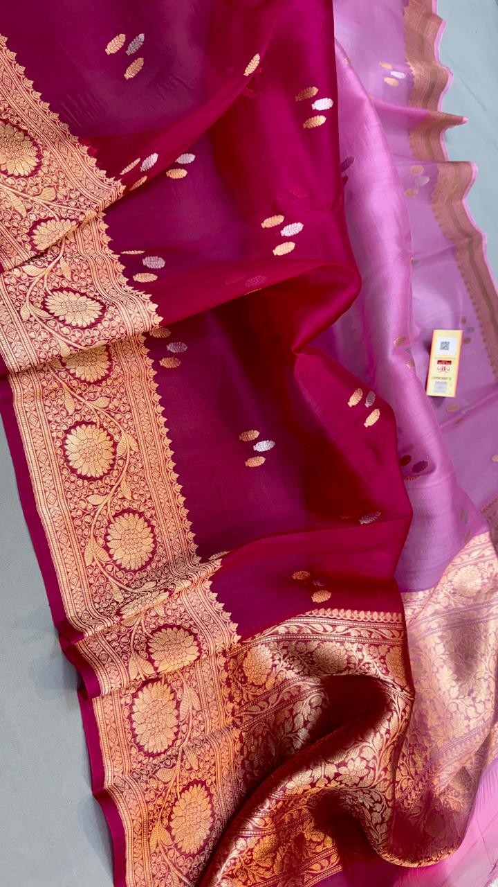 Indian traditional wedding collection pure Banarasi Kora organza silk saree