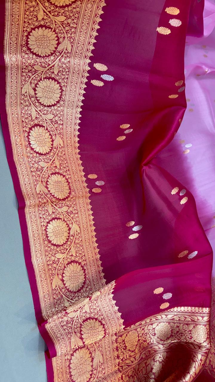 Indian traditional wedding collection pure Banarasi Kora organza silk saree