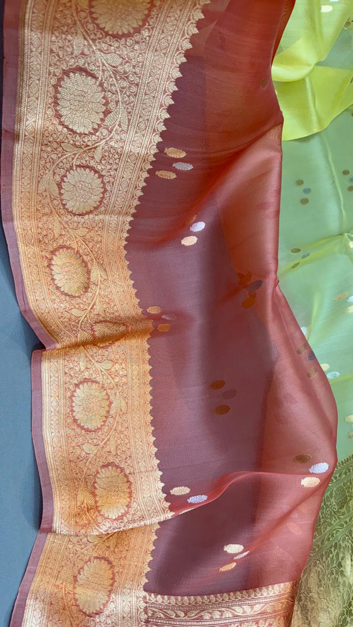 Indian traditional wedding collection pure Banarasi Kora organza silk saree