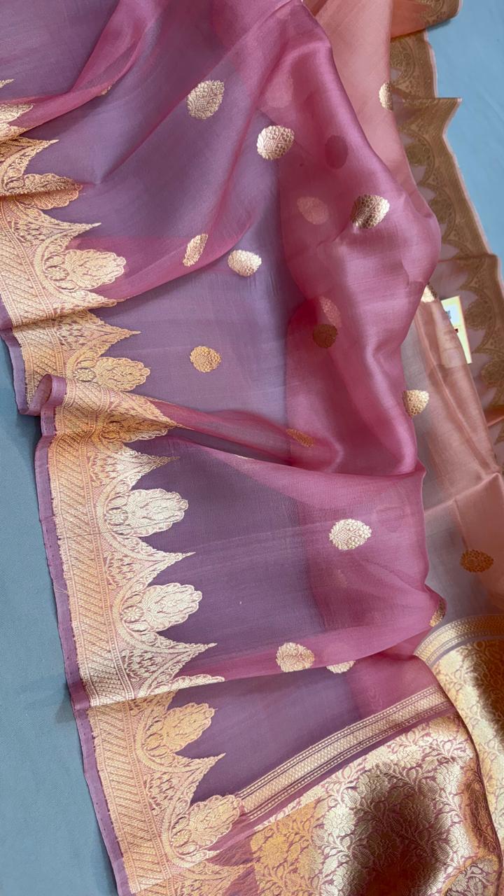 Indian traditional wedding collection pure Banarasi Kora organza silk saree