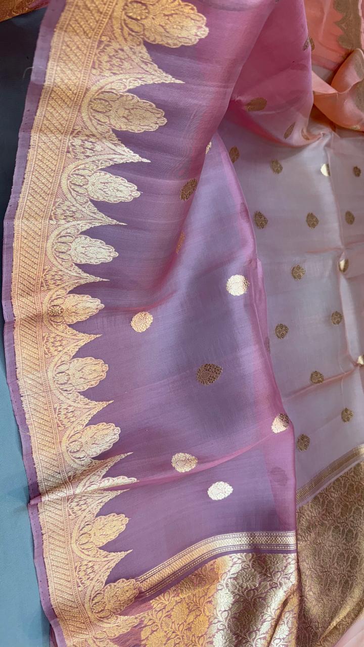 Indian traditional wedding collection pure Banarasi Kora organza silk saree